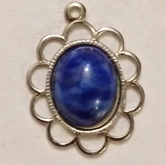 Silver Oval Lapis Charm - Picture 2 of 2